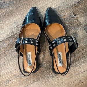Steve Madden Black Patent Slingback Flats